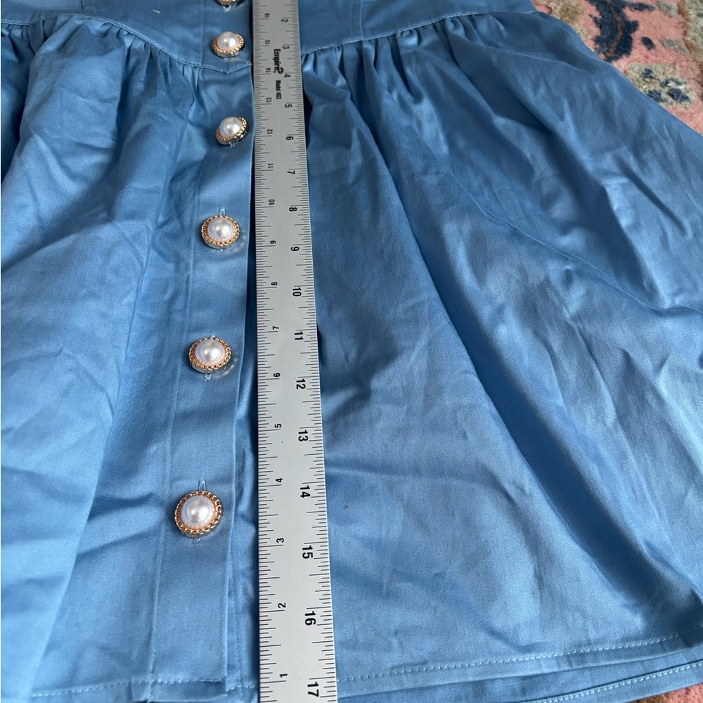 Maeve Sky Blue Button-Up Mini Skirt - Picture 6 of 8